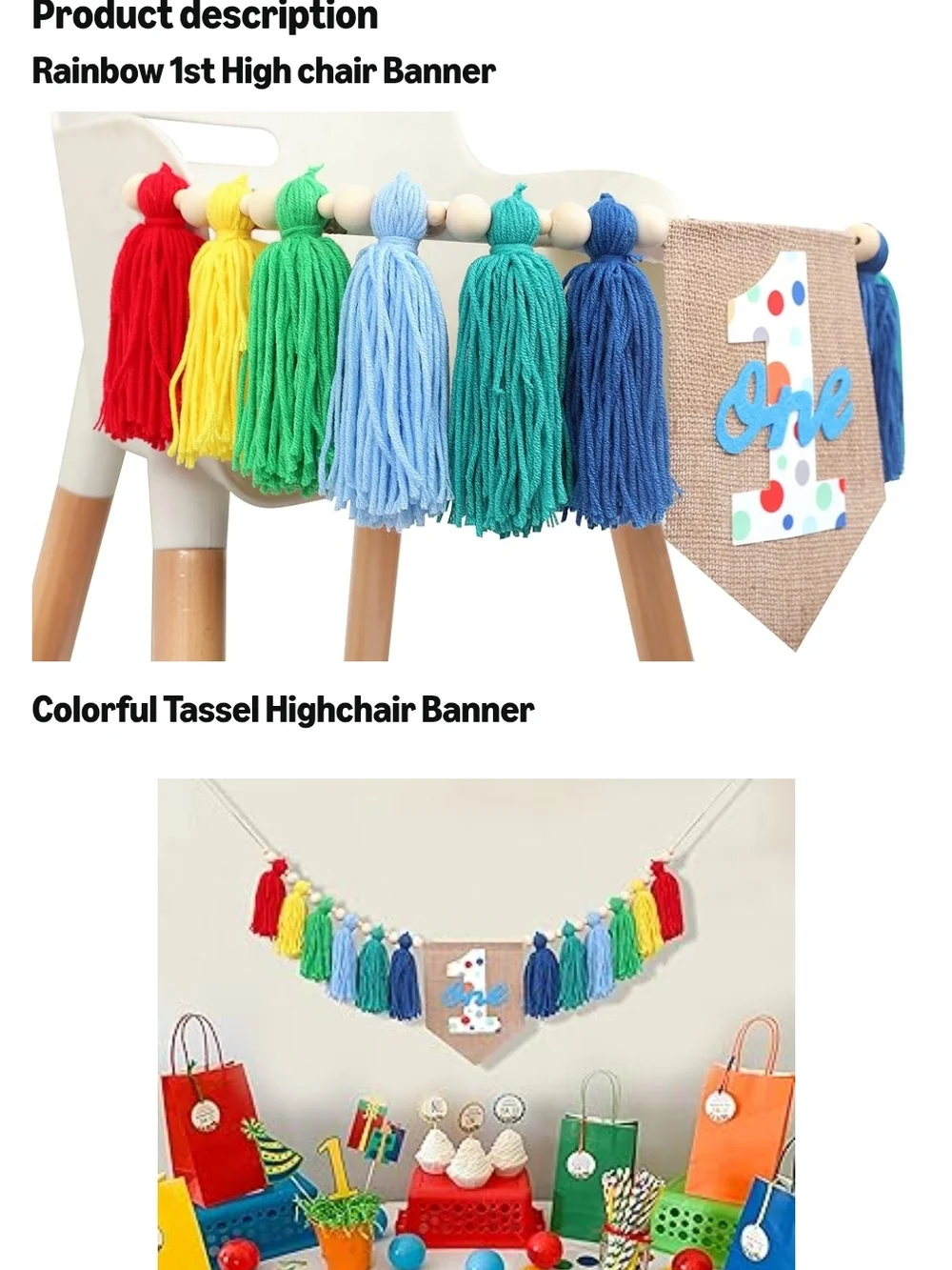 Rainbow 1st Birthday Banner